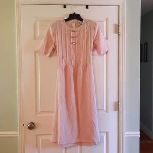 Classic Pink Midi Dress with Front Button Detail